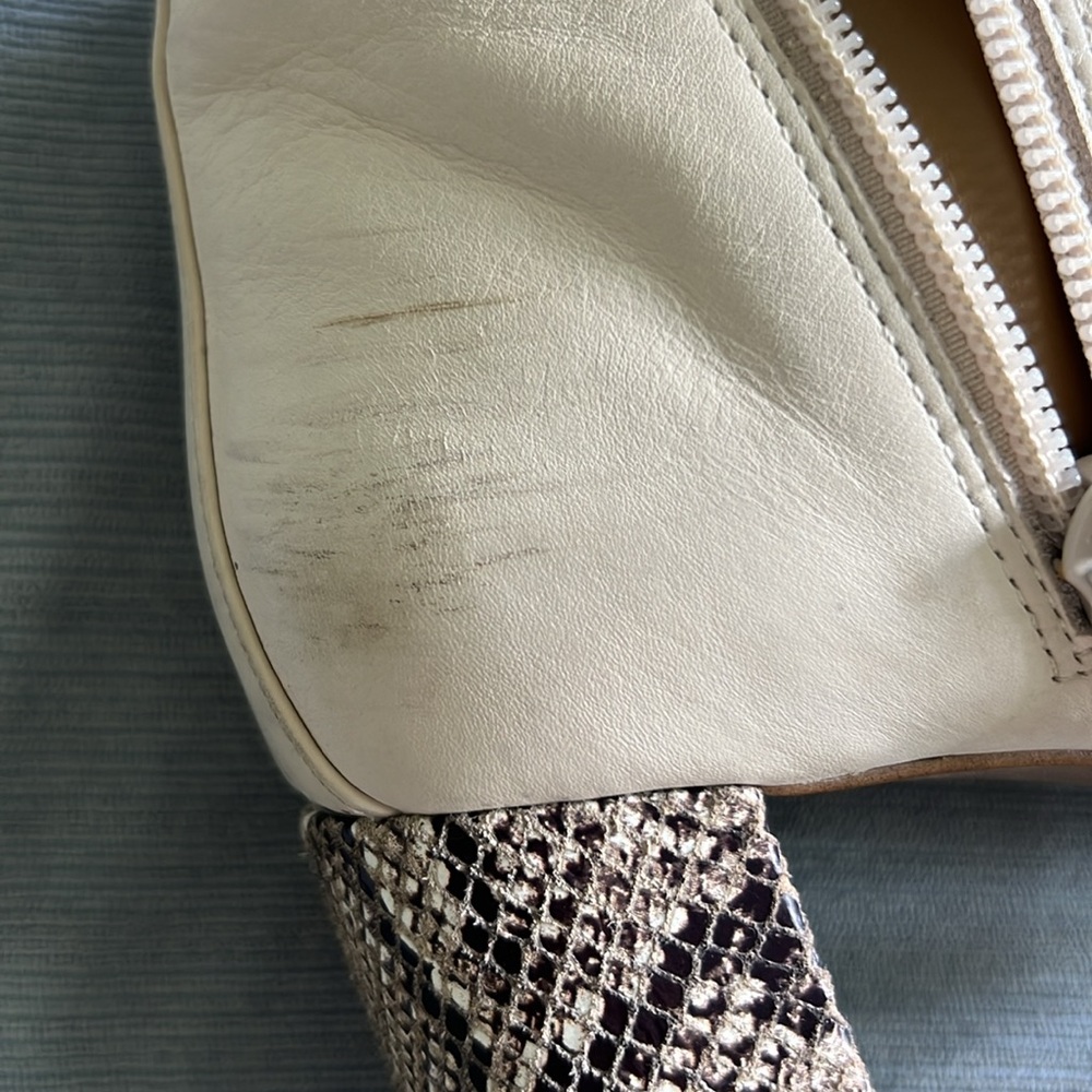 Aerosoles Clayton Cream Ankle Boots with Snakeskin Heel Sz 6.5 - Picture 8 of 8